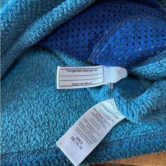 Patagonia Pullover Sweatshirt Girls XXL 16/18 Blue Polartec Snap-T Fleece - Picture 11 of 11